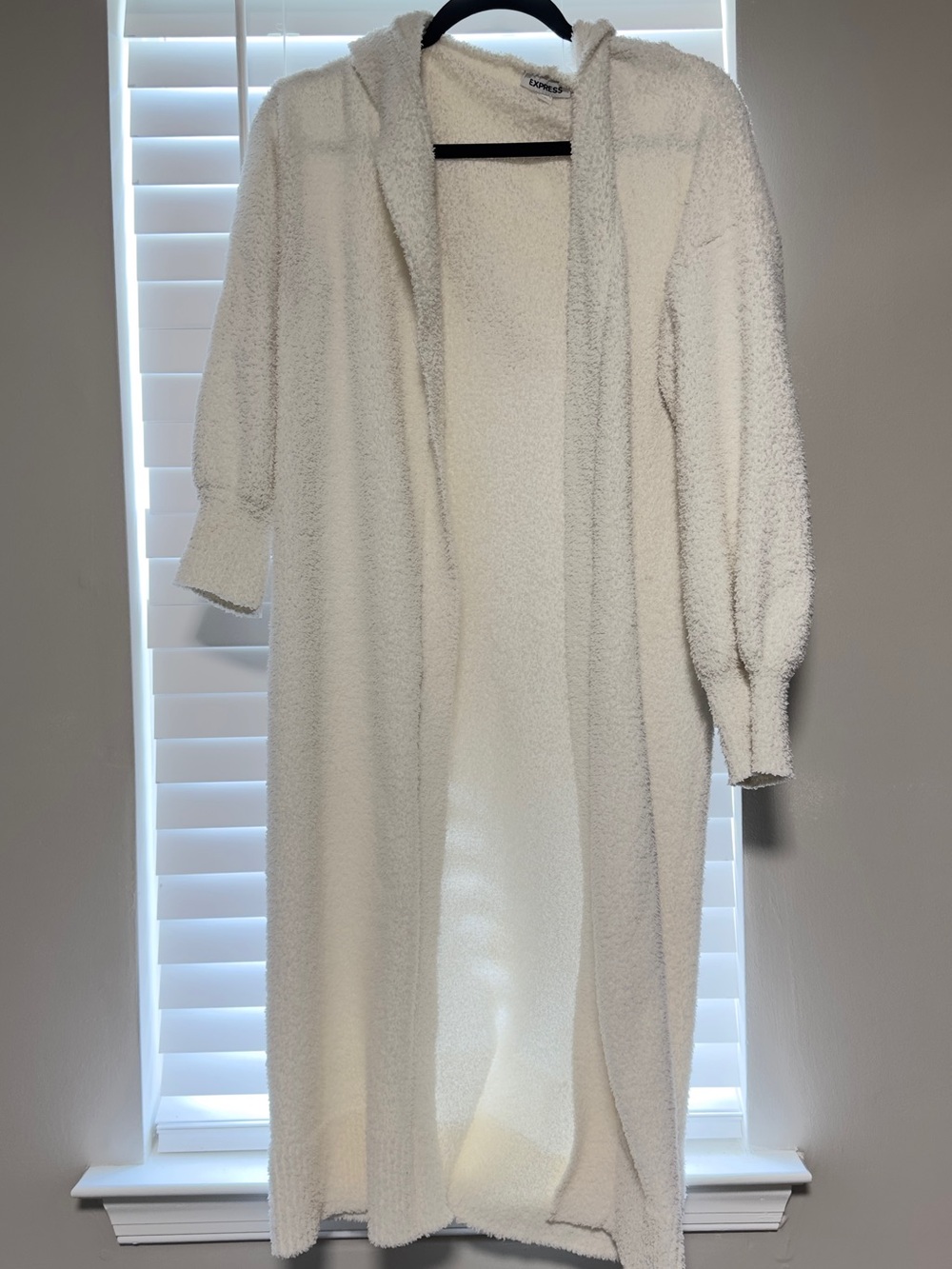 Express Cozy Cream Hooded Long Cardigan